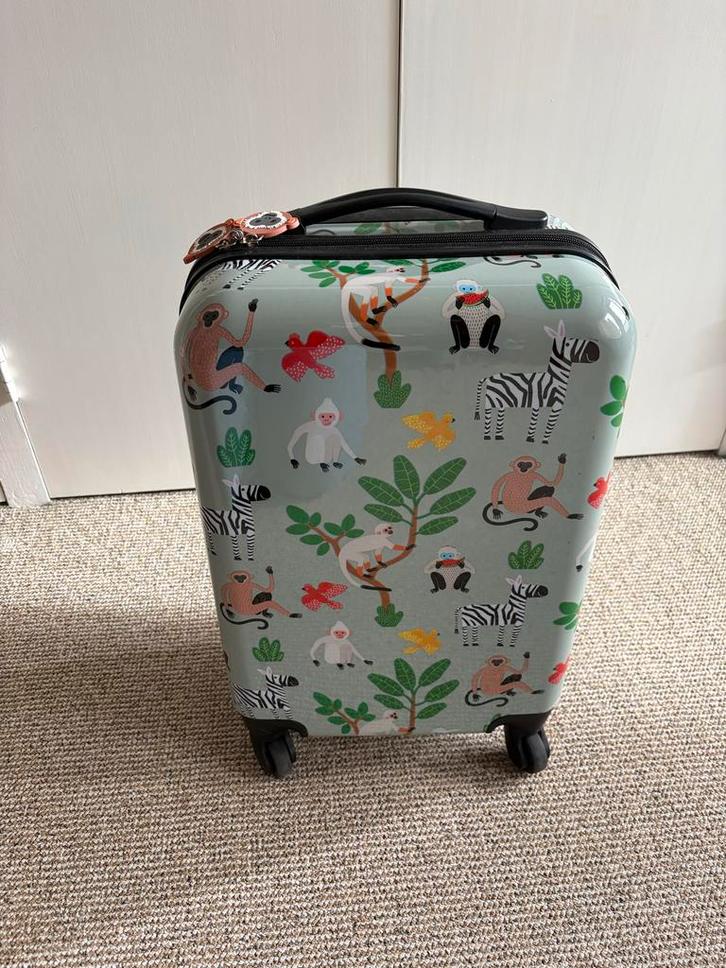 HEMA Reiskoffertje Kind - Jungleprint, Sieraden, Tassen en Uiterlijk, Koffers, Zo goed als nieuw, Hard kunststof, 50 tot 60 cm