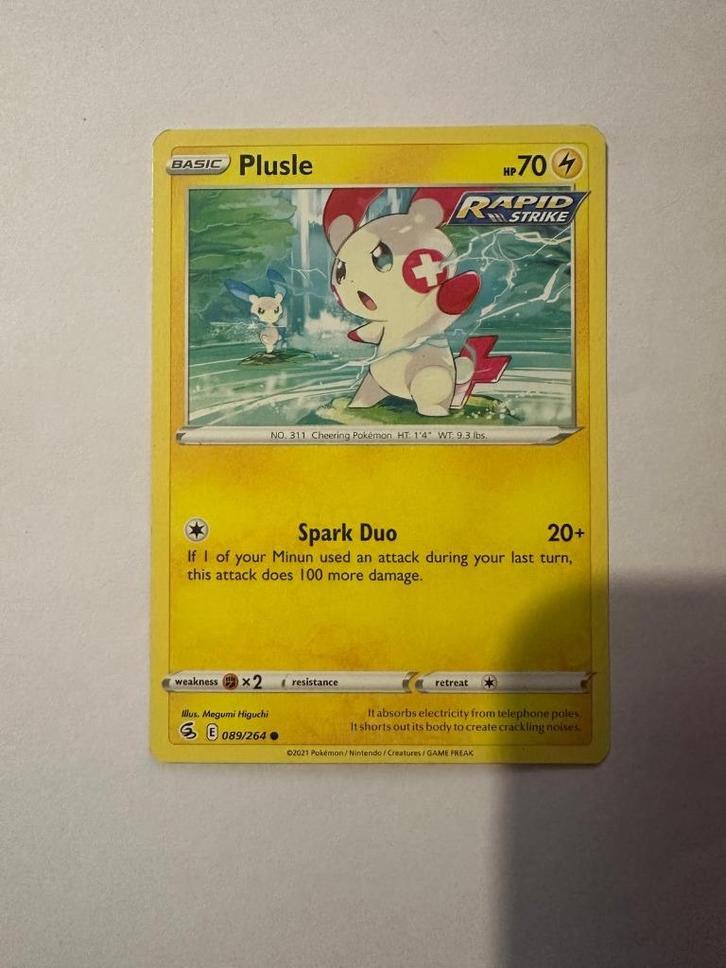 Plusle – 089/264 – Fusion Strike, Hobby en Vrije tijd, Verzamelkaartspellen | Pokémon, Zo goed als nieuw, Losse kaart, Ophalen of Verzenden