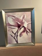 Schilderij luxe ingelijst oudroze bloem, Minder dan 50 cm, 50 tot 75 cm, Ophalen of Verzenden, Zo goed als nieuw
