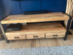 Tv meubel hout met zwart staal, Ophalen, 100 tot 150 cm, Zo goed als nieuw, Minder dan 100 cm