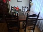 Eiken tafel met 4 stoelen met rieten zitting, Huis en Inrichting, Tafels | Eettafels, Ophalen, Gebruikt, Eikenhout, 50 tot 100 cm