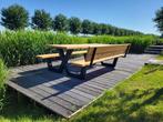 Picknicktafel staal en douglas/lariks hout. X frame Strak, Ophalen of Verzenden, Rechthoekig, Hout