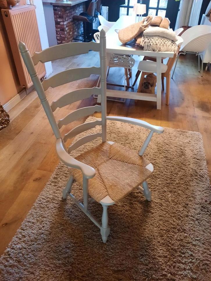 Zweedse Fauteuil met Biezen Zitting, Huis en Inrichting, Fauteuils, Gebruikt, Hout, Riet of Rotan, Minder dan 50 cm, Minder dan 75 cm
