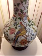 Vintage Porseleinen Tafellamp met Vogel- en Bloemenmotief –, Antiek en Kunst, Antiek | Vazen, Ophalen