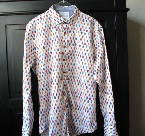 MOOI wit overhemd met print maat XL van A FISH NAMED FRED, Kleding | Heren, Overhemden, Zo goed als nieuw, Halswijdte 43/44 (XL)