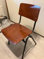 4 vintage schoolstoelen, Ophalen, Gebruikt, Bruin, Schoolstoelen kantine stoel