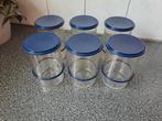 6 doorzichtige bekers Tupperware donker blauwe deksel, Ophalen of Verzenden, Zo goed als nieuw, Blauw, Beker of Kan