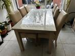 Eettafel met 6 echt leren stoelen, Huis en Inrichting, Tafels | Eettafels, Ophalen, Rechthoekig, 150 tot 200 cm, 50 tot 100 cm