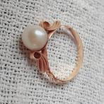 Antiek ring 18k goud gecultiveerde parel, Ophalen of Verzenden, Goud, Ring
