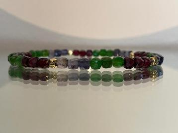 SALE Edelsteen armband met granaat, chrome diopside, ioliet beschikbaar voor biedingen