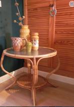 Bamboe salon tafel, 50 tot 100 cm, Rond, Gebruikt, Glas