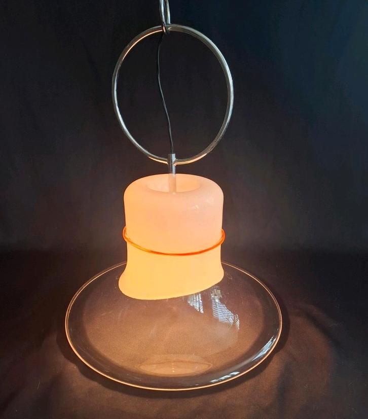 Vintage Leucos Murano Hanglamp, Huis en Inrichting, Lampen | Hanglampen, Zo goed als nieuw, Minder dan 50 cm, Glas, Ophalen of Verzenden