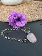 Zilveren jasseron armband met agaat edelsteen 925, Sieraden, Tassen en Uiterlijk, Armbanden, Ophalen of Verzenden, Gebruikt, Zilver