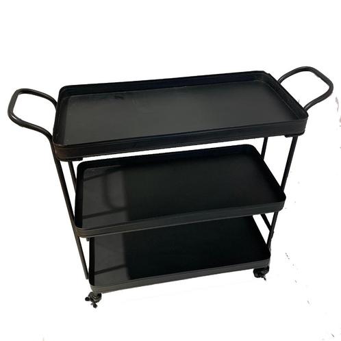 Tea TROLLEY Be Pure Home sidetable zwart zwenkwielen kastje, Huis en Inrichting, Tafels | Sidetables, Zo goed als nieuw, 25 tot 50 cm