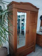 Eiken linnenkast met spiegeldeur en lade, Huis en Inrichting, Kasten | Kledingkasten, Ophalen, Gebruikt, 100 tot 150 cm, Klassiek