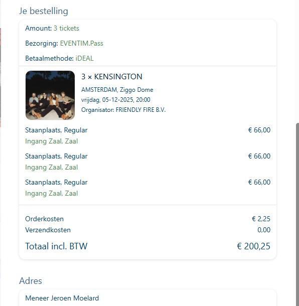 3 Kensington tickets 5 december Ziggo Dome, Tickets en Kaartjes, Concerten | Rock en Metal, Drie personen of meer, December, Rock of Poprock