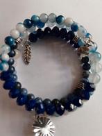 Gekleurde agaat wikkelarmband met bedels, Overige materialen, Blauw, Nieuw, Ophalen of Verzenden