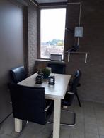 Als nieuw 1 tafel en 4 echt leren stoelen, Huis en Inrichting, Tafels | Eettafels, 100 tot 150 cm, Zo goed als nieuw, Vier personen