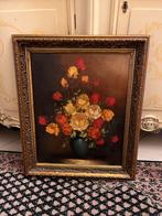 Prachtige olieverf bloemen schilderij, Antiek en Kunst, Ophalen of Verzenden