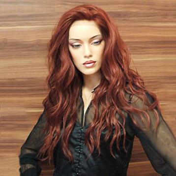 Lace pruik lang rood golvend haar model Yvonne kleur 130 beschikbaar voor biedingen
