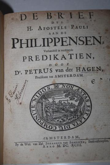 Petrus van der Hagen - Fillipensenbrief (1693) beschikbaar voor biedingen