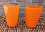 2x oranje vaasjes, Ophalen of Verzenden, Oranje, Glas, Minder dan 50 cm