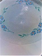 Moederdag: glazen schaal m.bloemenguirlande D28cm. ong 1929, Glas, Schaal, Rond, Zo goed als nieuw