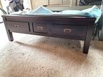 Donker bruine Eiken Salontafel, Ophalen, Gebruikt, 100 tot 150 cm, Eikenhout