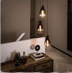 **Set van 3 Glazen Hanglampen - Rookglas Druppelvorm met Zwa, Ophalen of Verzenden, Nieuw, Glas, Minder dan 50 cm