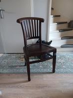 Gratis bruinrode teakhouten eetkamerstoelen .5 stuks!, Antiek en Kunst, Ophalen