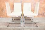 ZGAN! 4 gebroken witte leren Rolf Benz 620 design stoelen, Huis en Inrichting, Stoelen, Ophalen, Rolf benz, Wit, Design