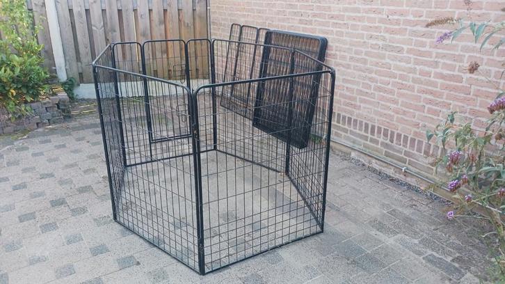 Grote konijnenren, 17 panelen 100x80, Dieren en Toebehoren, Knaagdieren en Konijnen | Hokken en Kooien, Gebruikt, Ren, 90 cm of meer