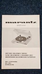 Marantz TT2000 platenspeler instructiemanual, Ophalen of Verzenden, Zo goed als nieuw, Overige merken