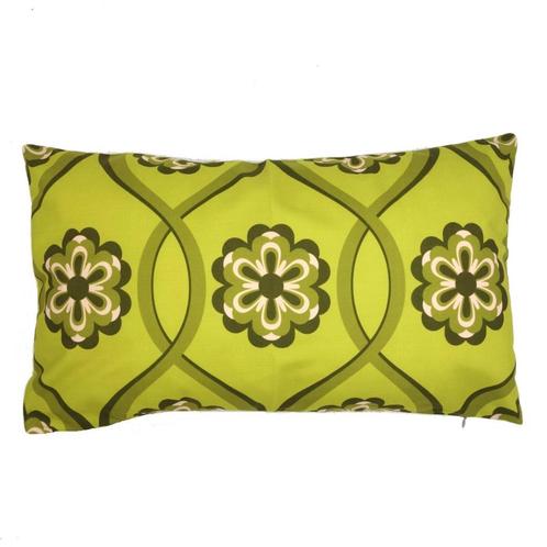 Retro kussenhoes Olive Flowers | 30 x 50 cm, Huis en Inrichting, Woonaccessoires | Kussens, Nieuw, Groen, Rechthoekig, Verzenden