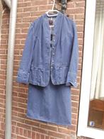 Pulls blauw jeanslook mantelpak 38, Blauw, Kostuum of Pak, Maat 38/40 (M), Ophalen of Verzenden