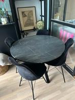 Ronde zwarte tafel, Huis en Inrichting, Tafels | Eettafels, Ophalen, Zo goed als nieuw, Rond, 100 tot 150 cm