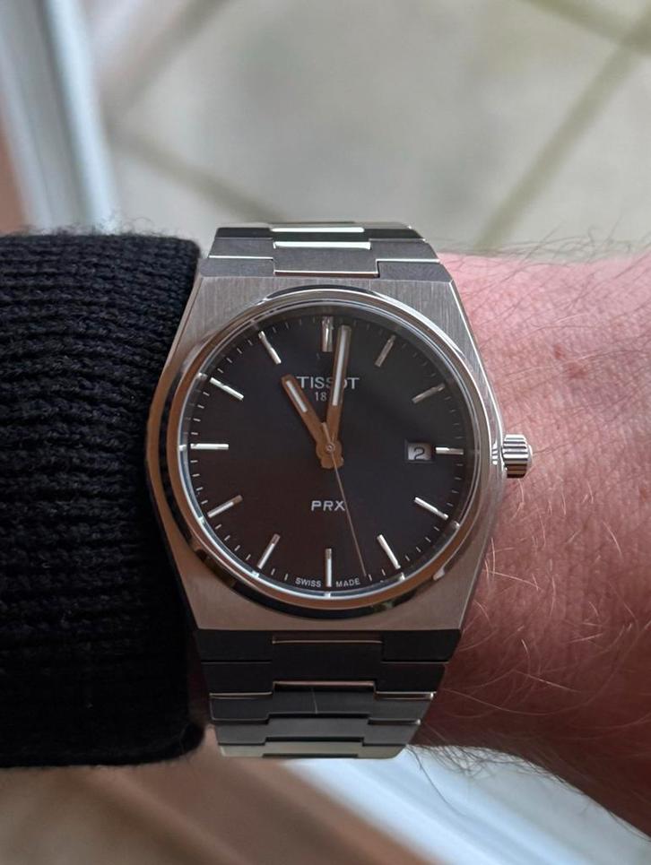 Tissot PRX Quartz Blauw, Sieraden, Tassen en Uiterlijk, Horloges | Heren, Zo goed als nieuw, Polshorloge, Overige merken, Staal