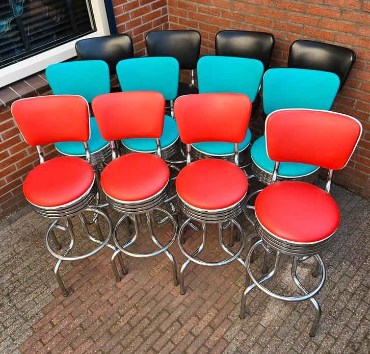 FIFTIES SIXTIES AMERIKAANSE BARKRUKKEN BEL AIR BAR TAFEL, Huis en Inrichting, Barkrukken, Zo goed als nieuw, 60 tot 90 cm, Metaal