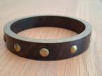 Vintage, retro, messing en houten armband. Bangle. 20 cm., Sieraden, Tassen en Uiterlijk, Armbanden, Ophalen of Verzenden, Zo goed als nieuw