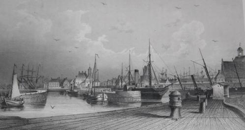 19e eeuwse ets (?) Harlingen, Antiek en Kunst, Kunst | Etsen en Gravures, Ophalen of Verzenden