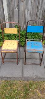 Vintage ijzeren stoelen, Ophalen, Gebruikt, Twee, Overige kleuren