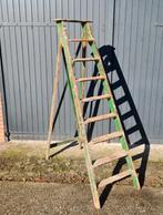 Decoratieve antieke schildersladder schilderstrap hout groen, Ophalen, Gebruikt, Trap, Minder dan 2 meter