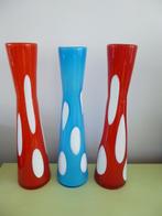 vazen, vazen; 3 hoge vintage vazen zwaar glas , duits fabr., Ophalen of Verzenden