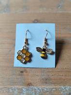 Leuke Bijenkorf & Bij Oorbellen met S925 gouden Oorringen, Overige materialen, Hangers, Verzenden, Geel