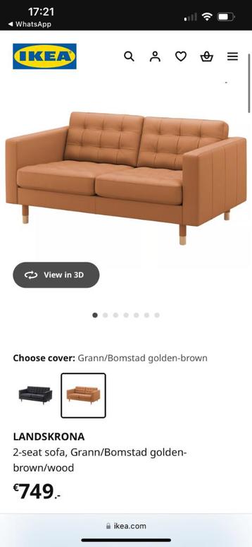 IKEA LANDSKRONA 2-seat sofa / 2-zitsbank brown/bruin leather - afbeelding 2