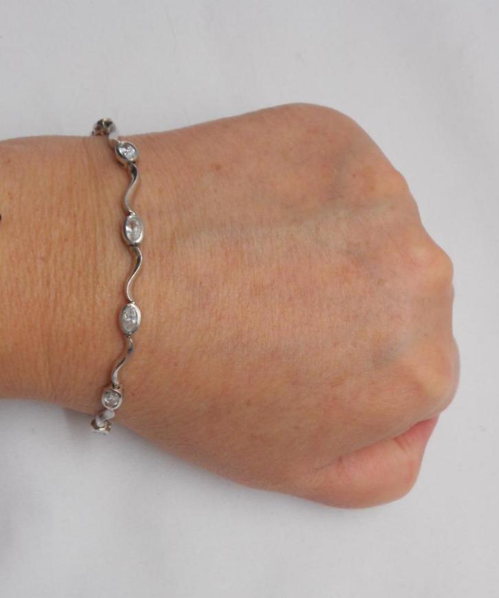 Zilveren armband met stenen nr.524, Sieraden, Tassen en Uiterlijk, Armbanden, Zo goed als nieuw, Zilver, Zilver, Verzenden