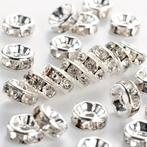 50 stuks zilverkleur met kristal rondelles. 8 mm, Ophalen of Verzenden, Nieuw, Tussenstuk of Tussenkraal