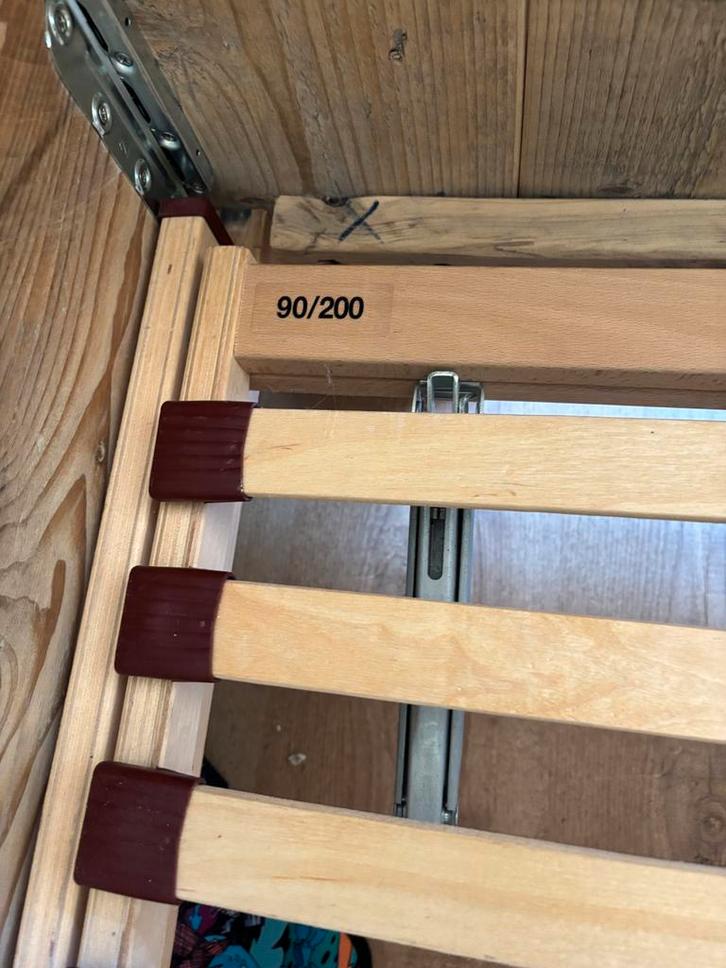 Steigerhouten Bed 90x200 met Lattenbodem, Huis en Inrichting, Slaapkamer | Bedden, Gebruikt, Eenpersoons, 90 cm, 200 cm, Steigerhout