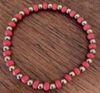 Oranje armbandje met zilverkleurige kraaltjes, kralen, Sieraden, Tassen en Uiterlijk, Ophalen of Verzenden, Zo goed als nieuw