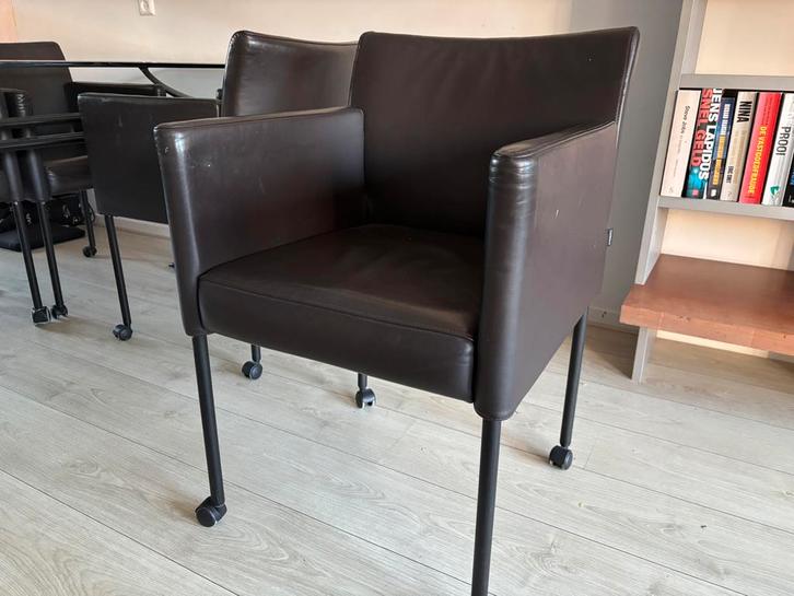 Eetkamerstoelem Gelderland Lucca 6771 Cacaobruin leer, Huis en Inrichting, Stoelen, Gebruikt, Vier, Leer, Bruin, Ophalen of Verzenden